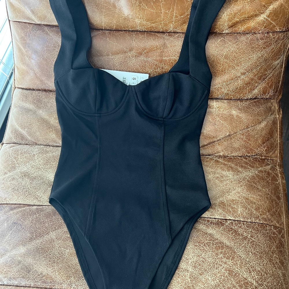 Zara Sleek Black Bodysuit